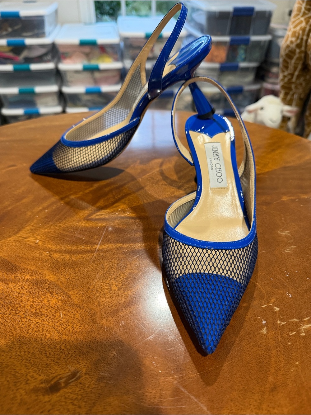NEW Jimmy Choo electric blue mesh slingback heels
